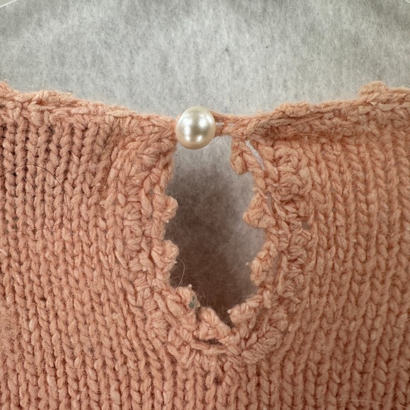 VTG Bramble Lane Silk & Angora Sweater Beaded Rabbit hair LG Pink Shoulder Pads - Picture 5 of 9